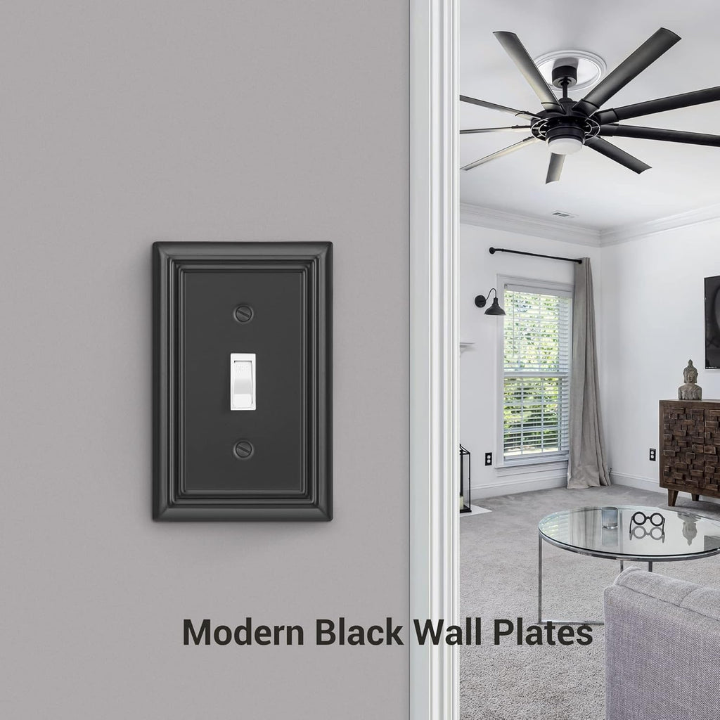 DEWENWILS 4-Pack Toggle Wall Plates, Metal Light Switch Cover with Black Finish, Heavy Duty Face Plates for Home Decor