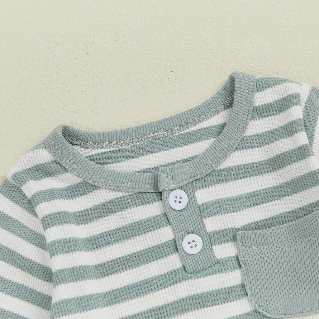 fhutpw Baby Boy Clothes 3 6 12 18 Months Ribbed Knitted Long Sleeve Romper and Pants Sets Newborn Fall Splicing Color Outfits