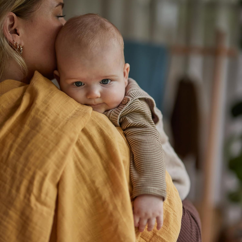 Swaddle - 100% Organic Cotton - Muslin Swaddle Blankets for Newborn, 47" x 47" 2-Pack (Autumn Yellow/Natural)