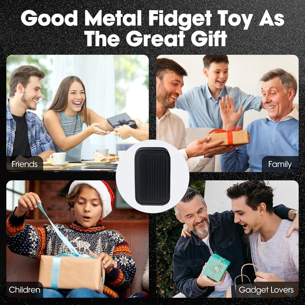 Fidget Slider 3 Layer EDC Gadgets Toy, Metal Magnetic Haptic Fidget Toys for Adults Anxiety/ADHD/Stress Relief, Gift for Boyfriend, Husband and Father (Black)