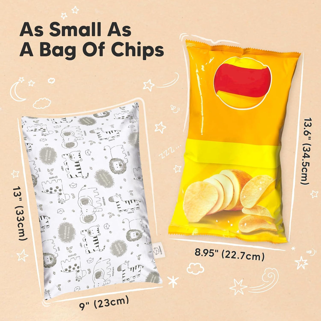 Mini Toddler Pillow with Pillowcase - 9x13 My Little Dreamy Travel Kids Pillow for Sleeping, Toddler Bed, Small, Tiny, Organic Cotton Pillowcase, Soft & Breathable, Kids 2-4 Years Old (KeaSafari)