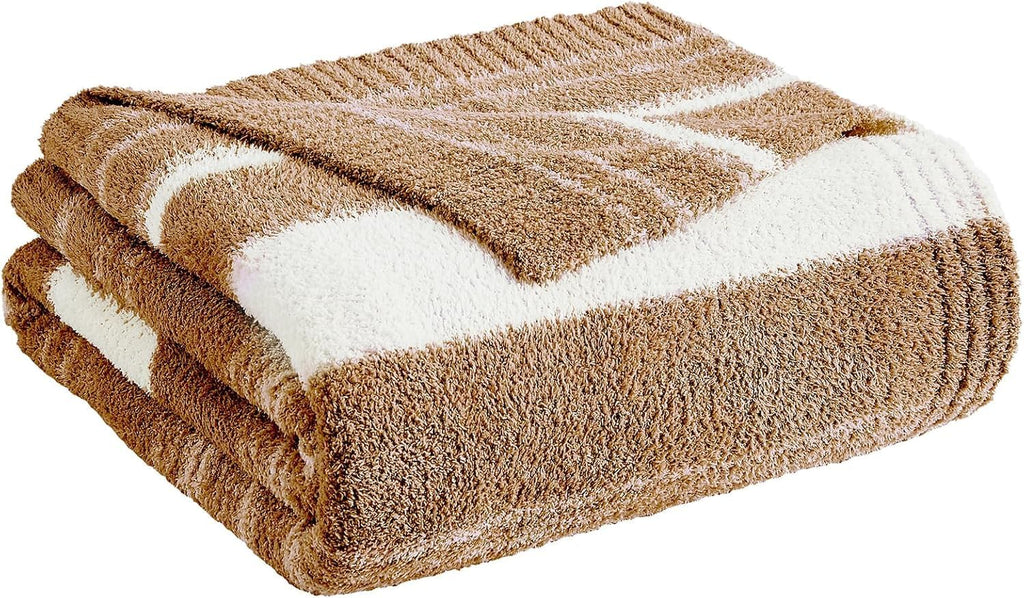 WRENGONGE Burnt Orange Throw Blanket, 50x70 Soft Cozy Striped Throw Blankets for Couch, Sofa, Bed, Travel, Lightweight Fluffy Warm Plush Decorative Blankets for Women, Men,Kids Gift