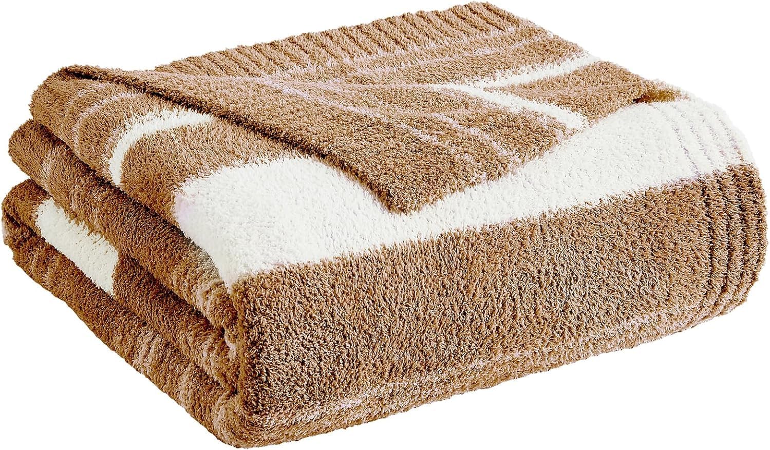 WRENGONGE Burnt Orange Throw Blanket, 50x70 Soft Cozy Striped Throw Blankets for Couch, Sofa, Bed, Travel, Lightweight Fluffy Warm Plush Decorative Blankets for Women, Men,Kids Gift