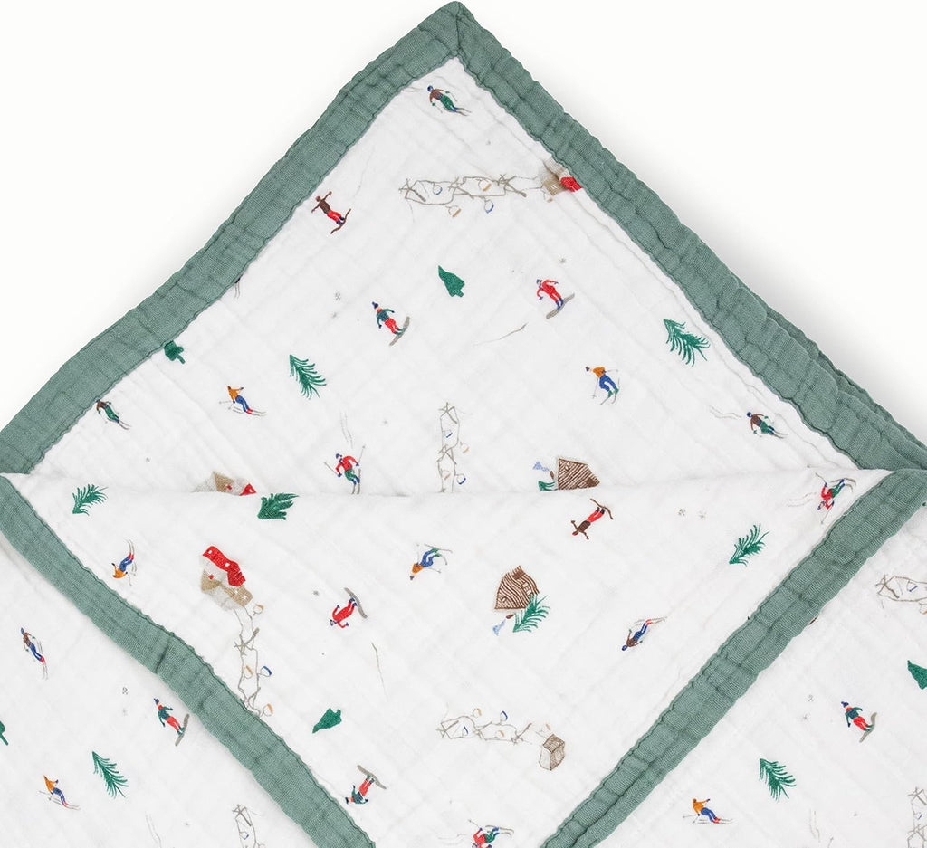 Little Unicorn Premium Quilted Throw | Super Soft, Multi-Layered Muslin XL Blanket| Great for Kids & Families (Powder Party)