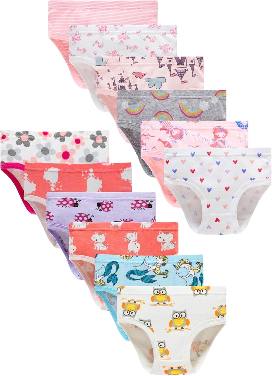 Cadidi Dinos Little Girls' Soft Cotton Underwear Kids Cool Breathable Comfort Panty Briefs Toddler Undies(Pack of 6)