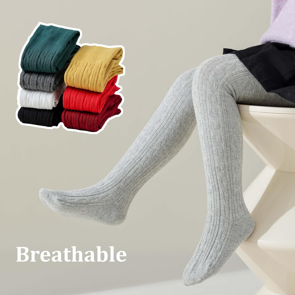 Marchare Baby Girls Tights Thick Solid Cable Knit Leggings Winter Warm Stockings For Toddler Girls 1/2/3/4/5 Pack