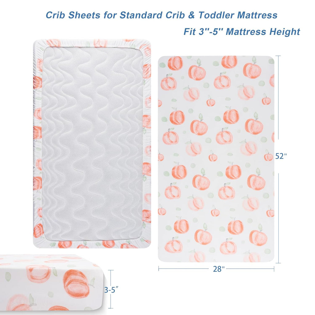 TILLYOU Baby Crib Sheets for Boys Girls, Super Soft Toddler Bed Sheets, 2 Pack Sheets for Standard Crib Mattress 28x52in, Peach dot