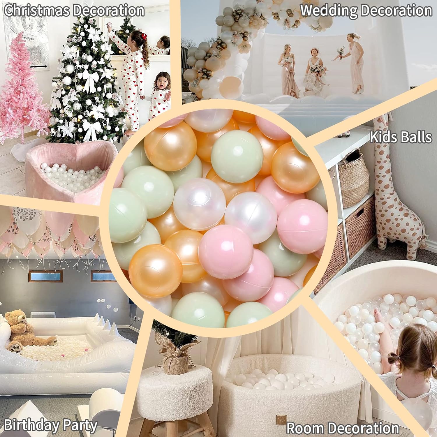 GOGOSO Ball Pits Balls for Toddlers Pack of 50 100 200 Plastics Shape Ball Non-Phthalate Non-BPA Non-Toxic 2.2-Inch Crush Proof Play Balls