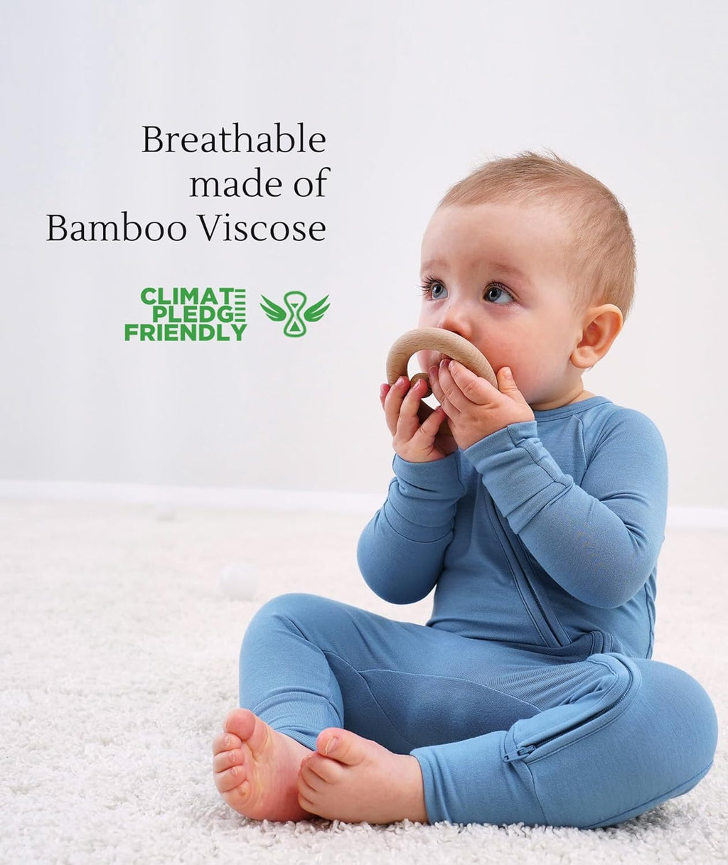 Baby One-Piece Romper Footless Bamboo Viscose Pajamas Sleepers for Baby Boys and Girls