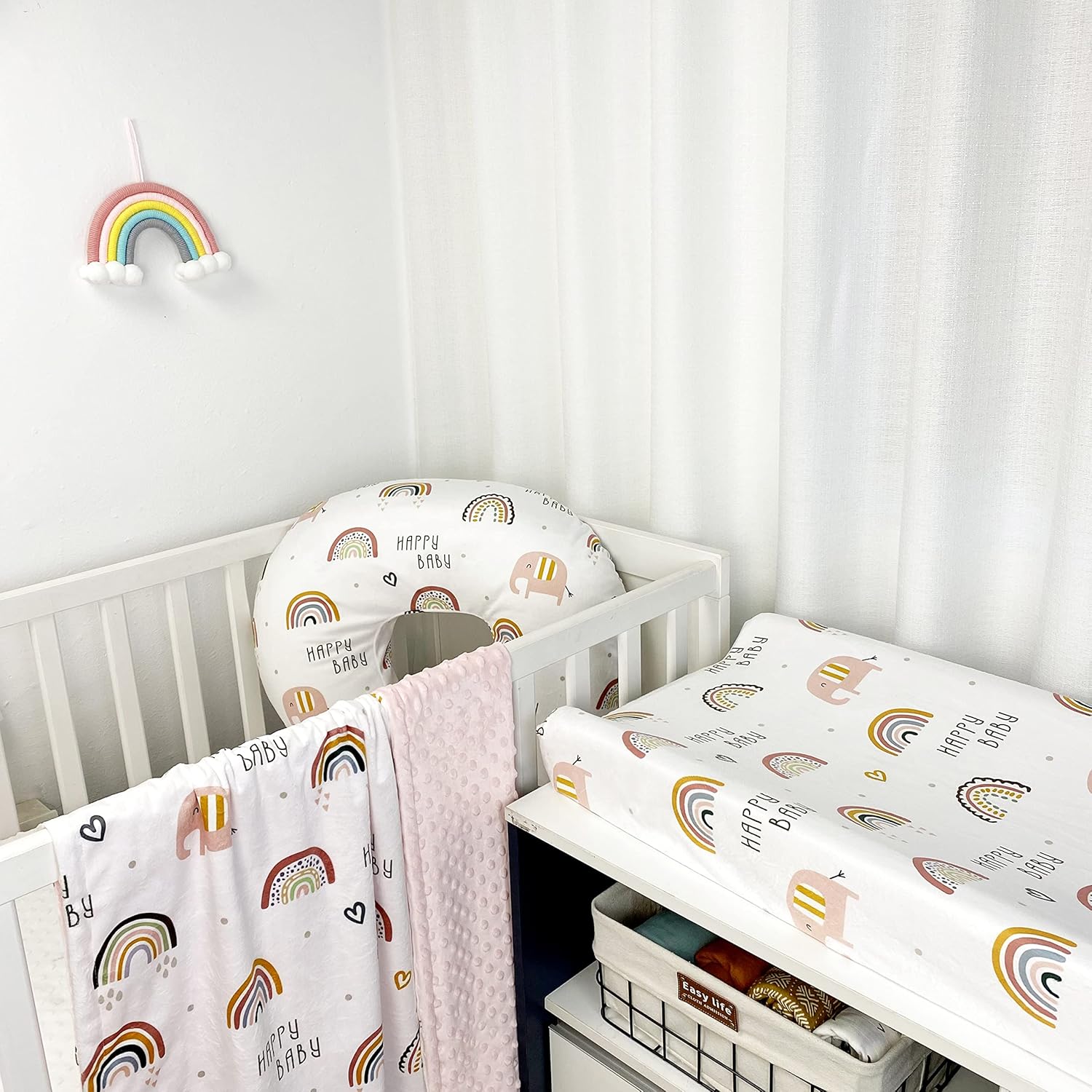 Owlowla Changing Pad Cover, Soft Minky Changing Table Sheets for Baby Boy and Girl(Rainbow)