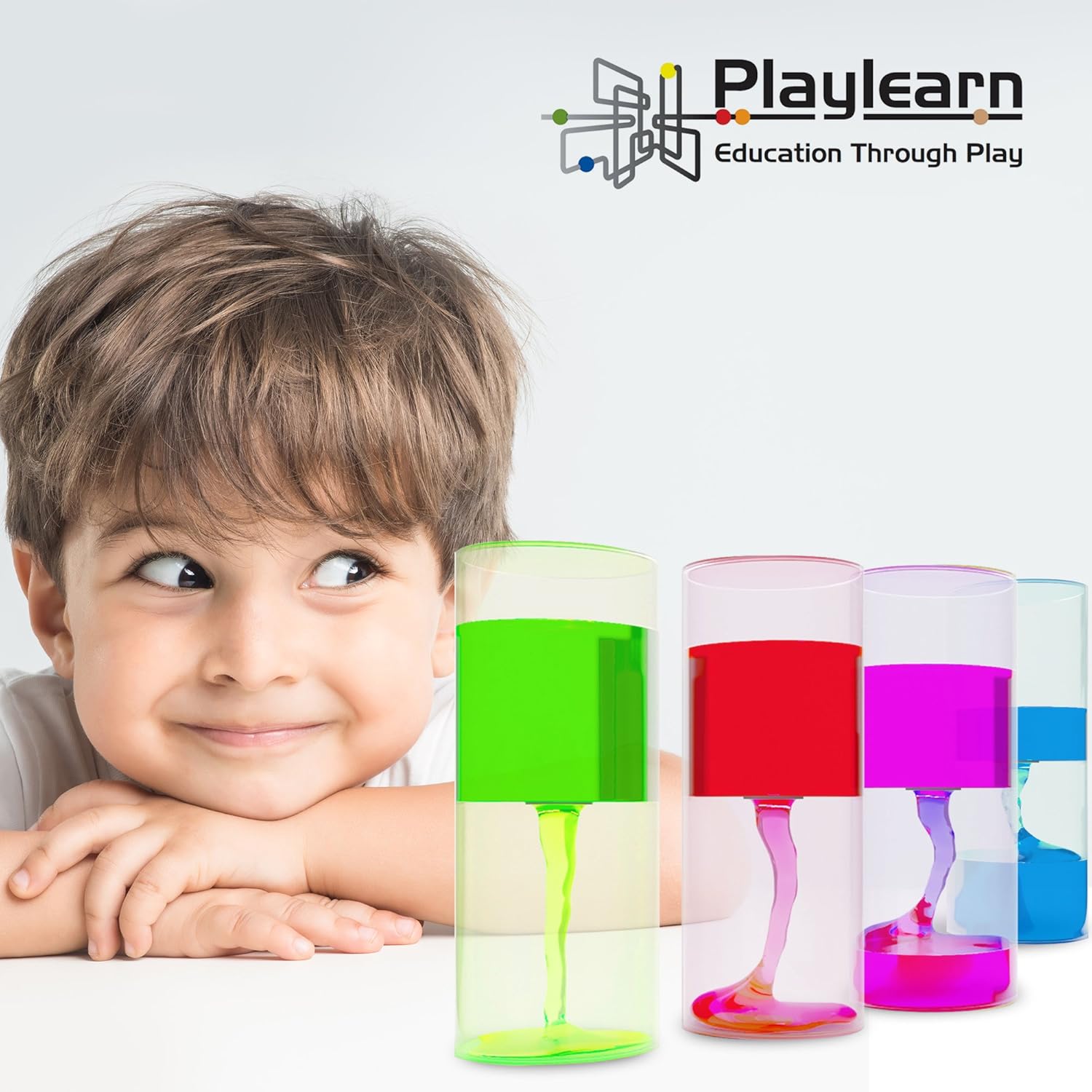 Playlearn 8" Sensory Ooze Tube Liquid Timer - Sensory Tube Ooze Timer (Blue Slow)