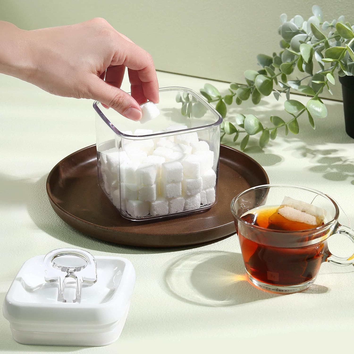 Felli Flip Tite Storage Container with Lid 4" RECTANGULAR Air Tight Ring Flip Top, Stackable Acrylic Canister for Kitchen Counter Pantry, Cereal Granola Pasta Spice, Gift Set for Women (4pk, Variety)