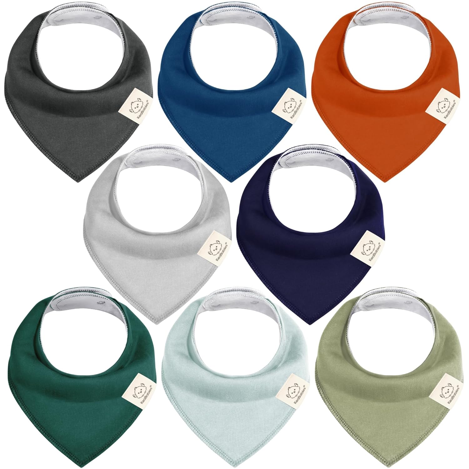 8-Pack Organic Baby Bandana Bibs for Boys, Girls - Super Absorbent Triangle Baby Bibs for Drooling and Teething Infant, 100% Cotton Extra Soft for Newborn, Infant 0-36 Months (Hunter)