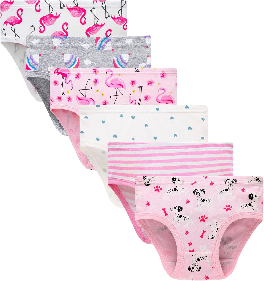 Cadidi Dinos Little Girls' Soft Cotton Underwear Kids Cool Breathable Comfort Panty Briefs Toddler Undies(Pack of 6)