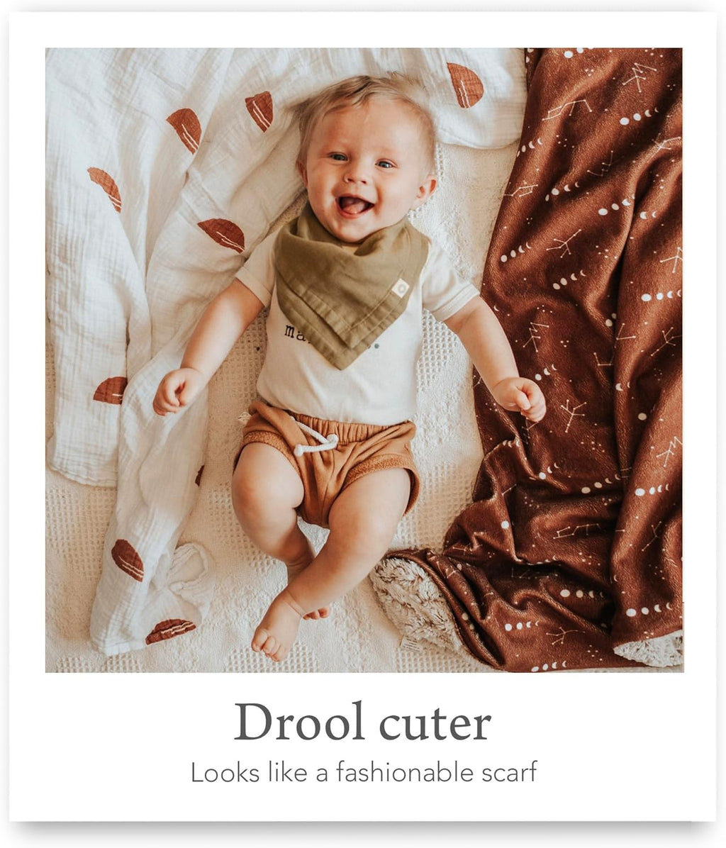 Kishu Baby Indi Organic Baby Bandana Bibs – Fairtrade 4-Way Reversible Drool Bibs for Boys & Girls – Unisex (Set of 5)