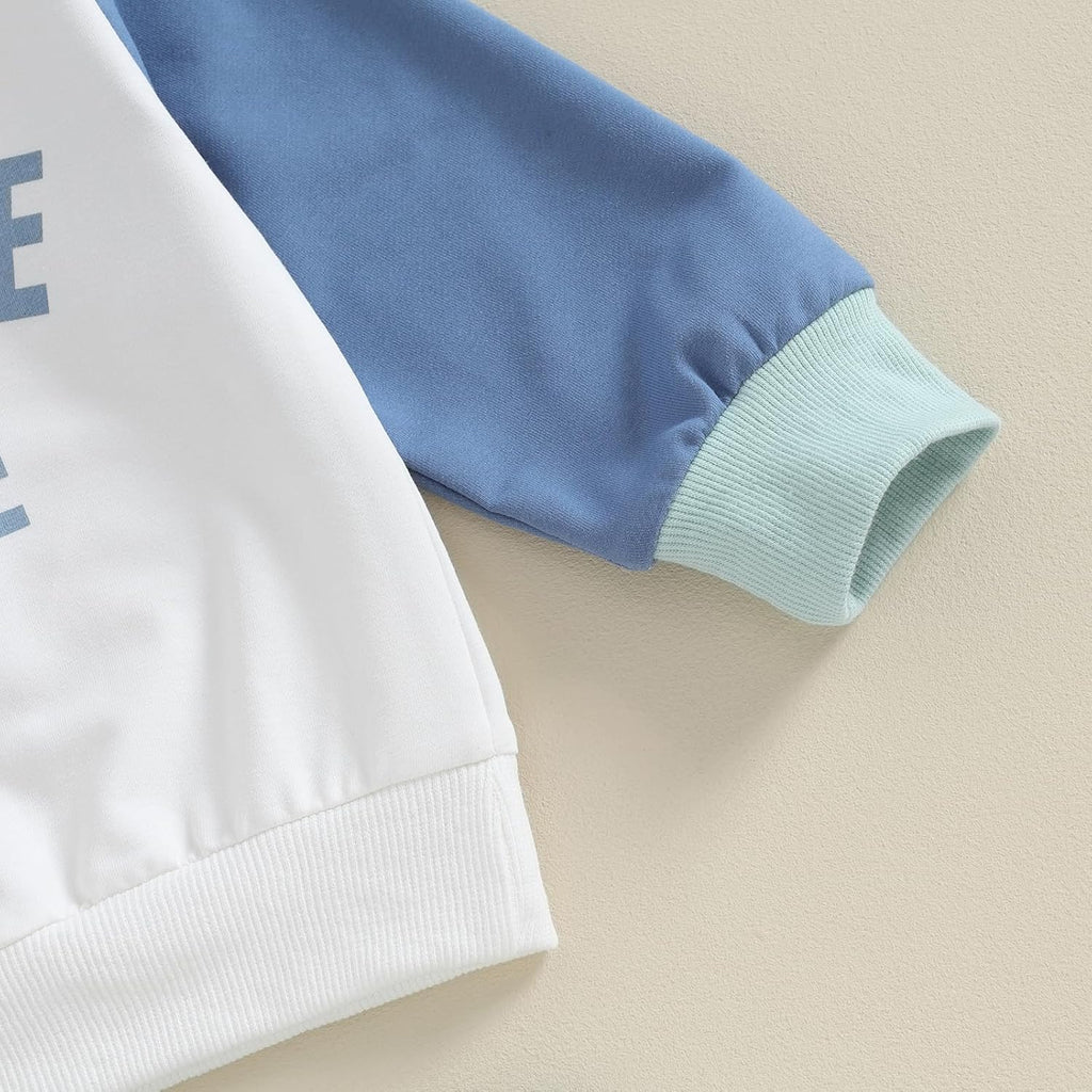 Kupretty Toddler Baby Boy Fall Winter Clothes Color Block Long Sleeve Sweatshirt Pullover Tops + Joggers Pants Outfit Set