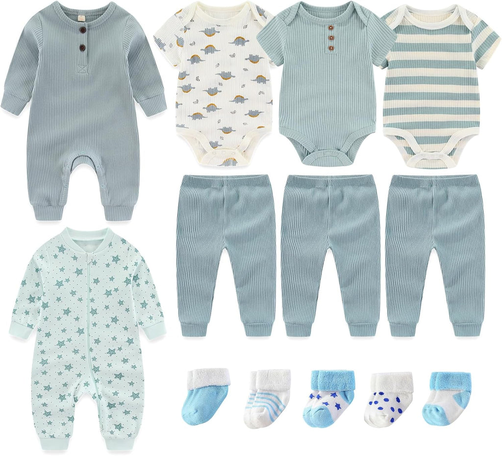 Baby Bodysuit and Pant Sets Ribbed Romper Soft Newborn Boy Girl Clothes Outfits Layette Gift Set