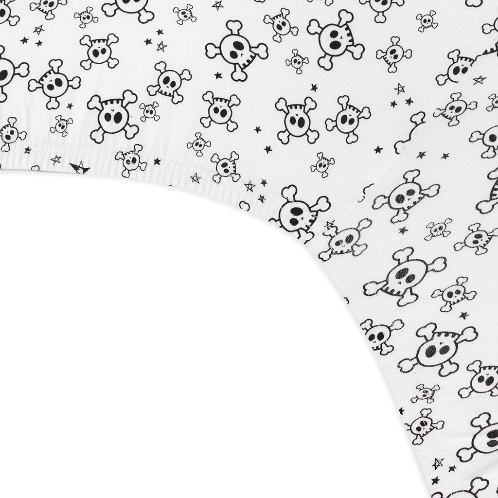 HonestBaby Boys Organic Cotton Changing Pad Cover, Tossed Skulls, One Size