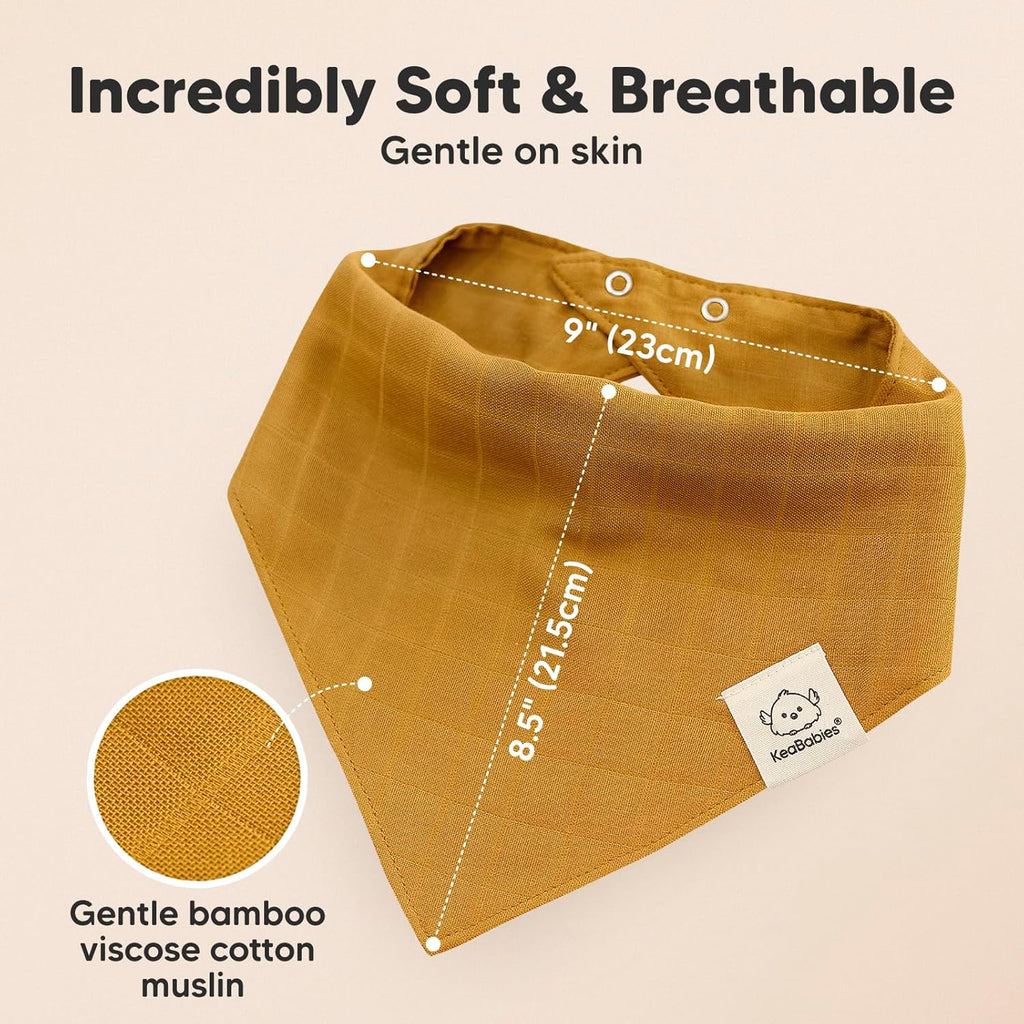 8-Pack Muslin Baby Bibs for Boys, Girls - Muslin Bandana Drool Bibs for Baby Girl & Boy, Drooling Newborn, Teething Toddler, Infant 0-36 Months, 100% Cotton Extra Absorbent & Soft (Spice)