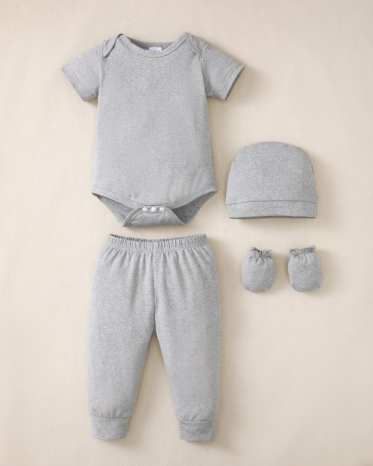 NZRVAWS Newborn Baby Boy Girl Clothes Unisex Infant Romper Pants Set Hat 4-Pack Outfits 0-12 Months 16 Pieces Toddler