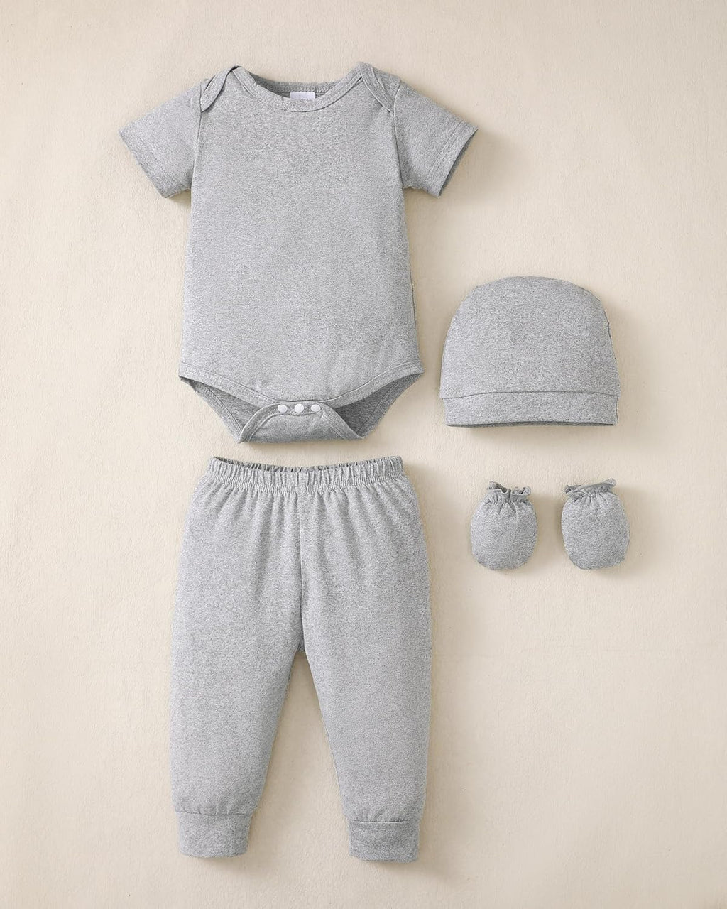 NZRVAWS Newborn Baby Boy Girl Clothes Unisex Infant Romper Pants Set Hat 4-Pack Outfits 0-12 Months 16 Pieces Toddler