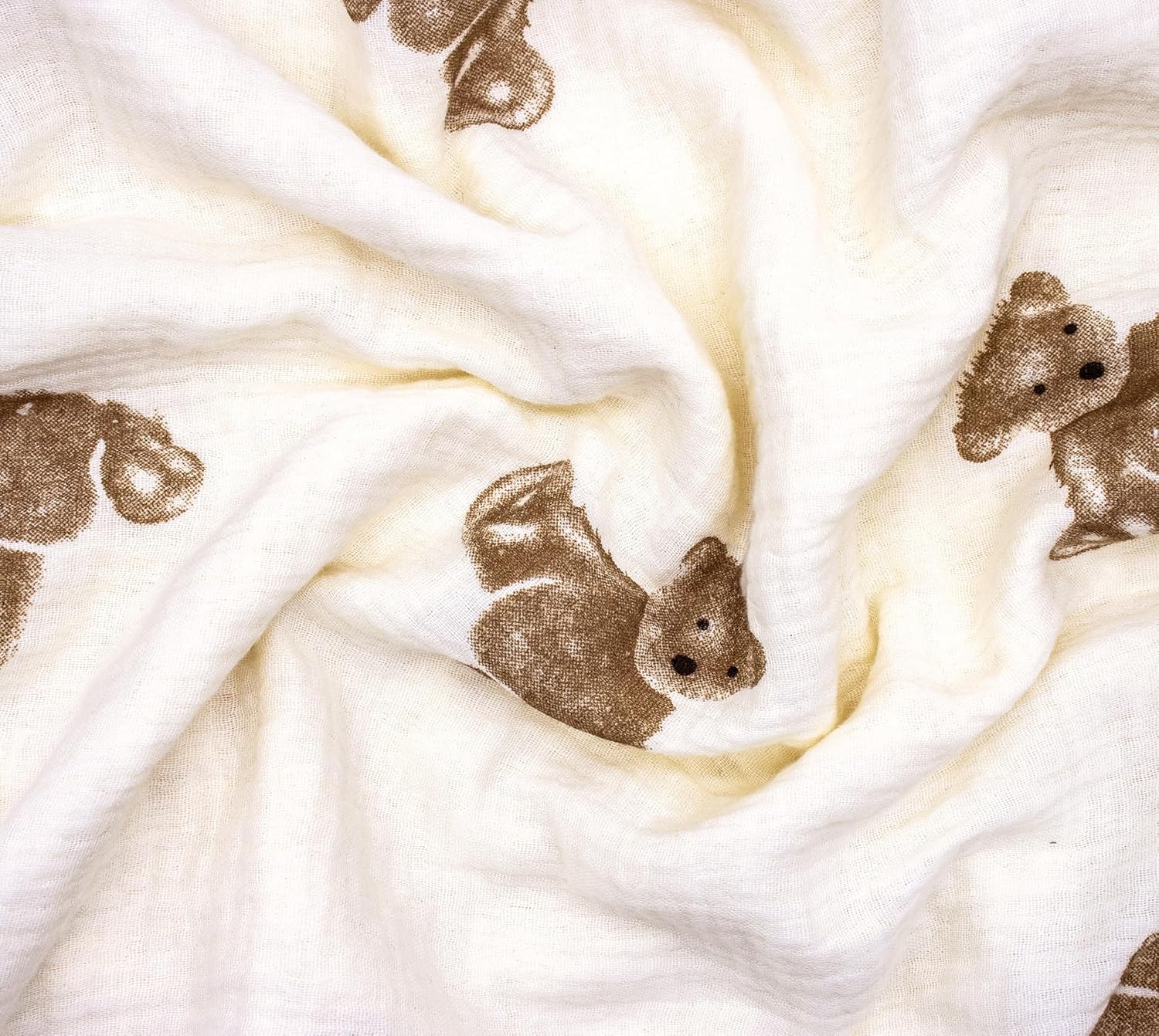 Baby Blanket Double Layer Cotton 40 x 40 Soft Receiving Blanket with Pattern Machine Washable Brown Bear