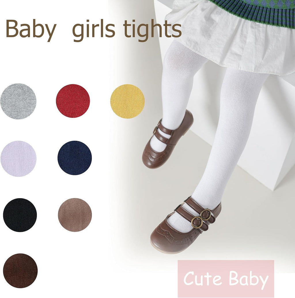 Marchare Baby Girls Tights Thick Cotton Solid Leggings Winter Warm Stockings With Non Slip Grips