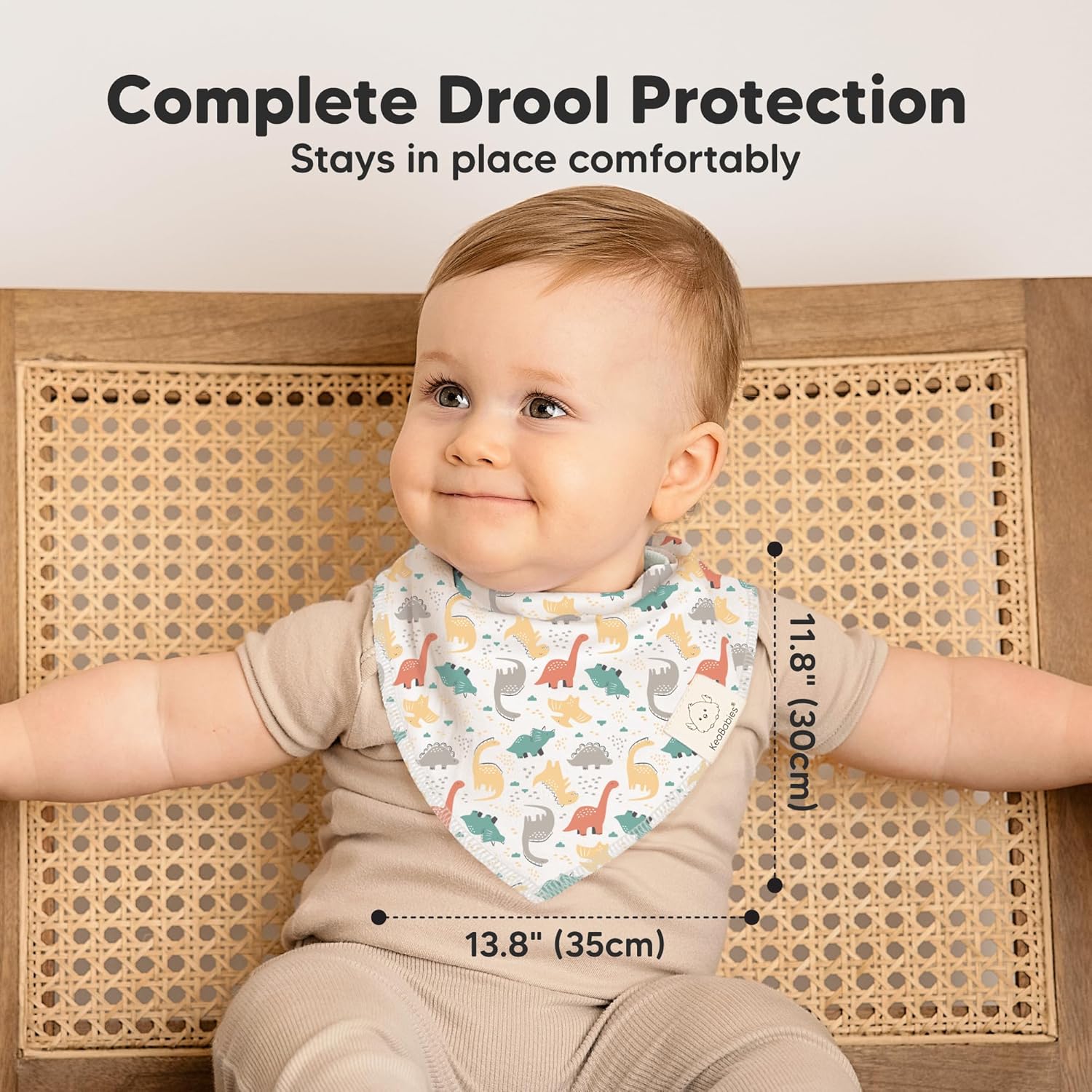 8-Pack Organic Baby Bandana Bibs for Boys, Girls - Super Absorbent Triangle Baby Bibs for Drooling and Teething Infant, 100% Cotton Extra Soft for Newborn, Infant 0-36 Months (Mesozoic)