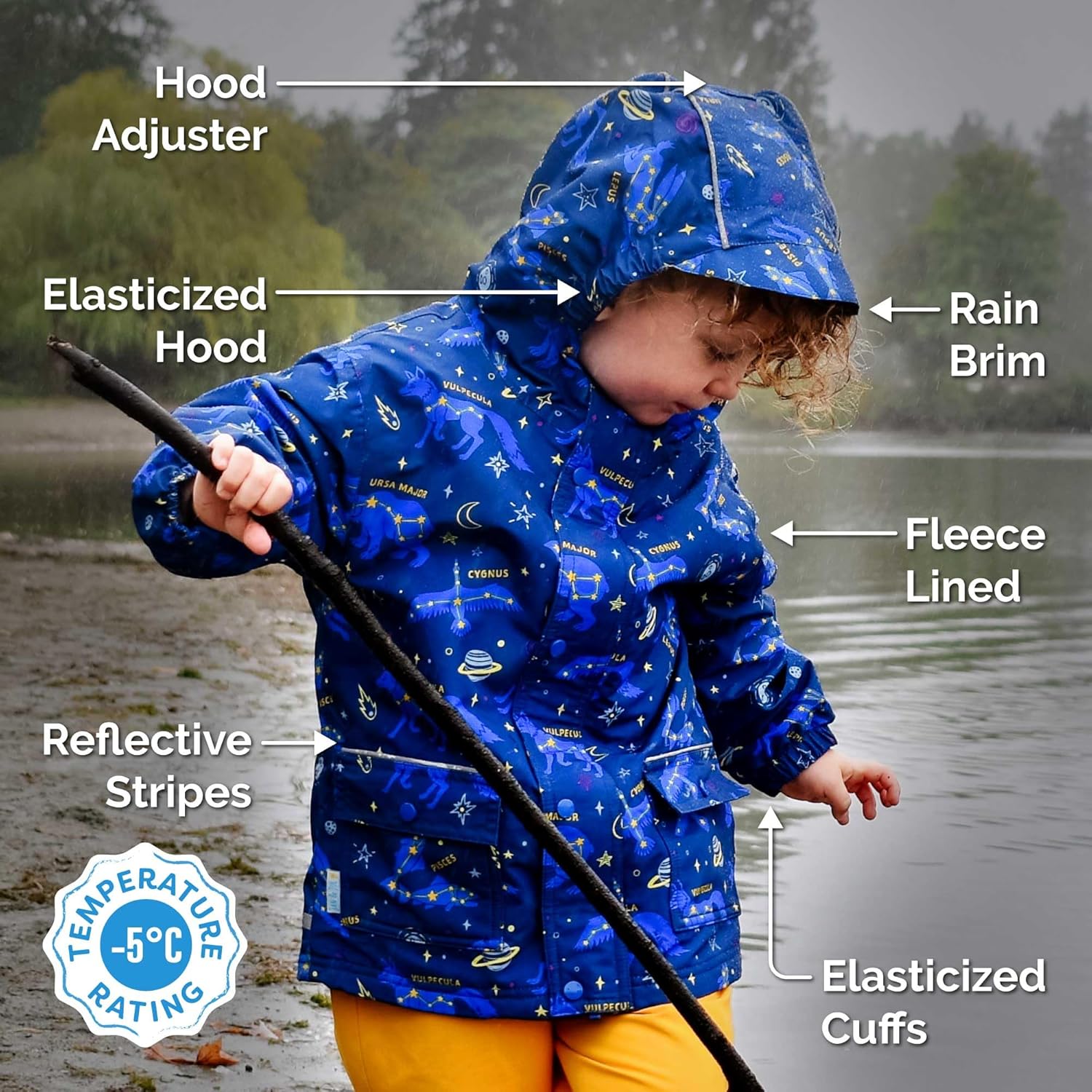 JAN & JUL Waterproof Fleece Lined Rain Jacket, Raincoat for Kids