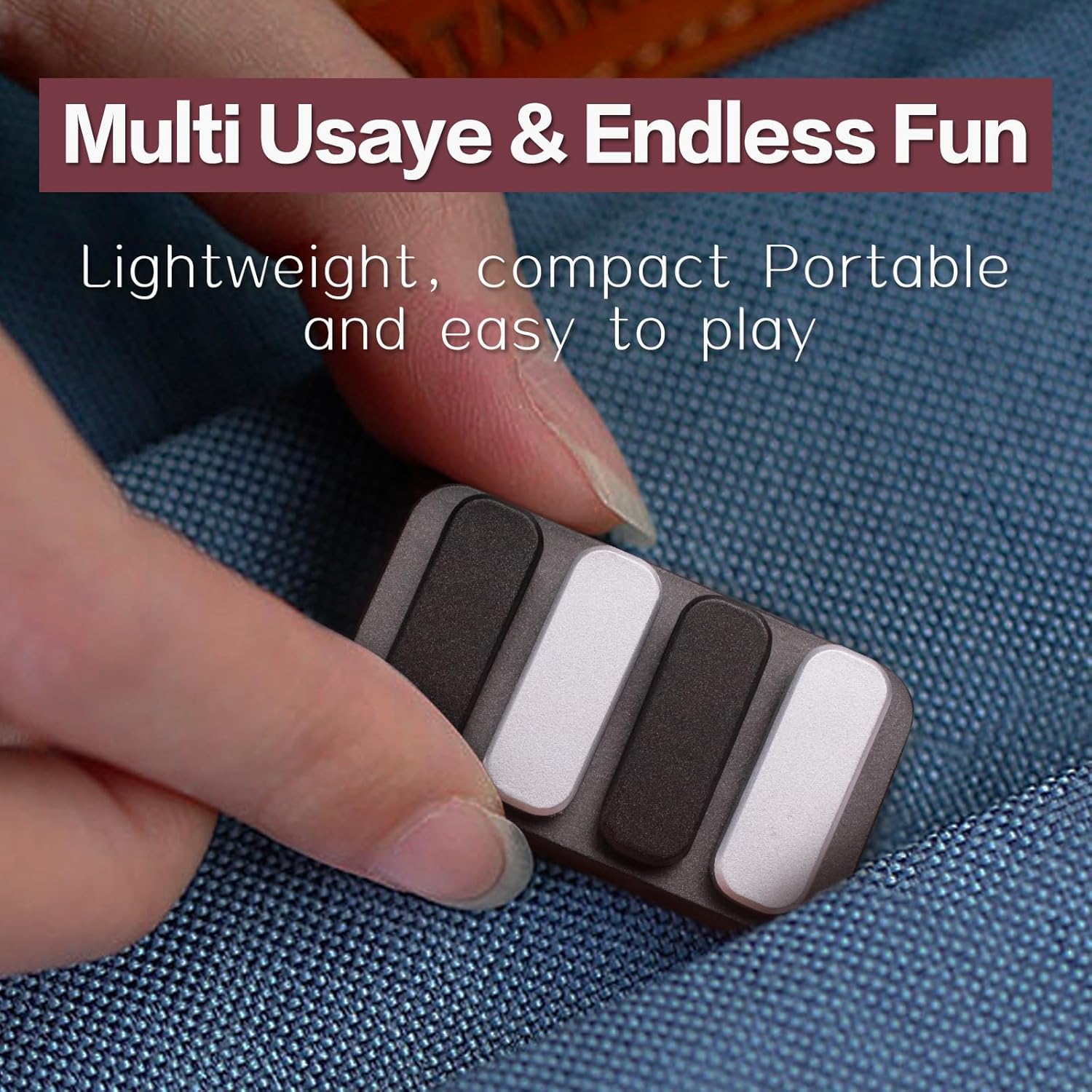 Piano Fidget Toys, Magnetic Metal Fidget Clicker EDC Fidget Slider for Adults, Help Stress Relief, Focused Concentration, Time Passing, ADHD Toys Exercise Fingers, Joints(Black Silver)