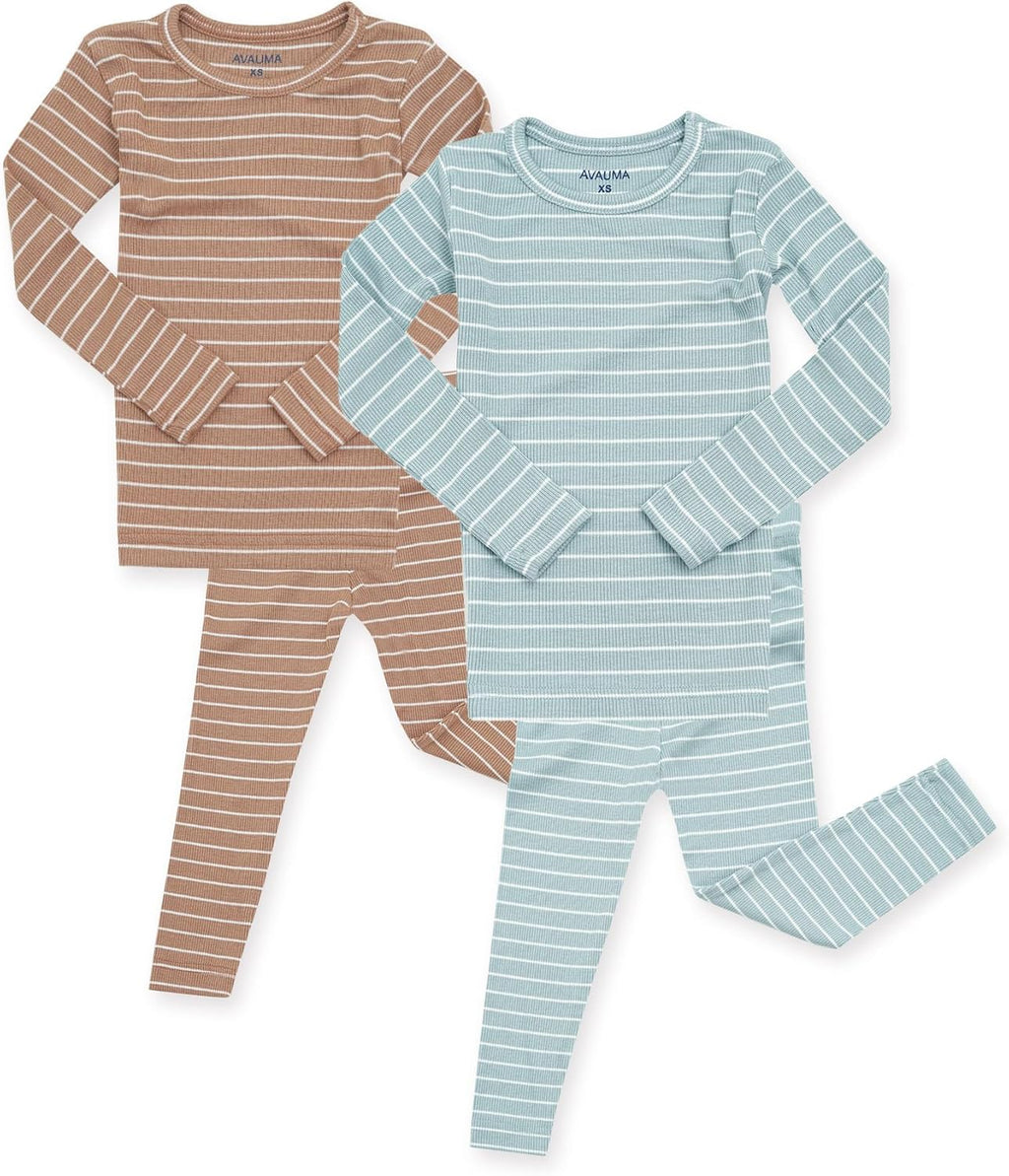 AVAUMA Stripe Pattern Baby Boys Girls Pajama Set Kids Toddler Snug fit Ribbed Sleepwear pjs for Daily Life Style