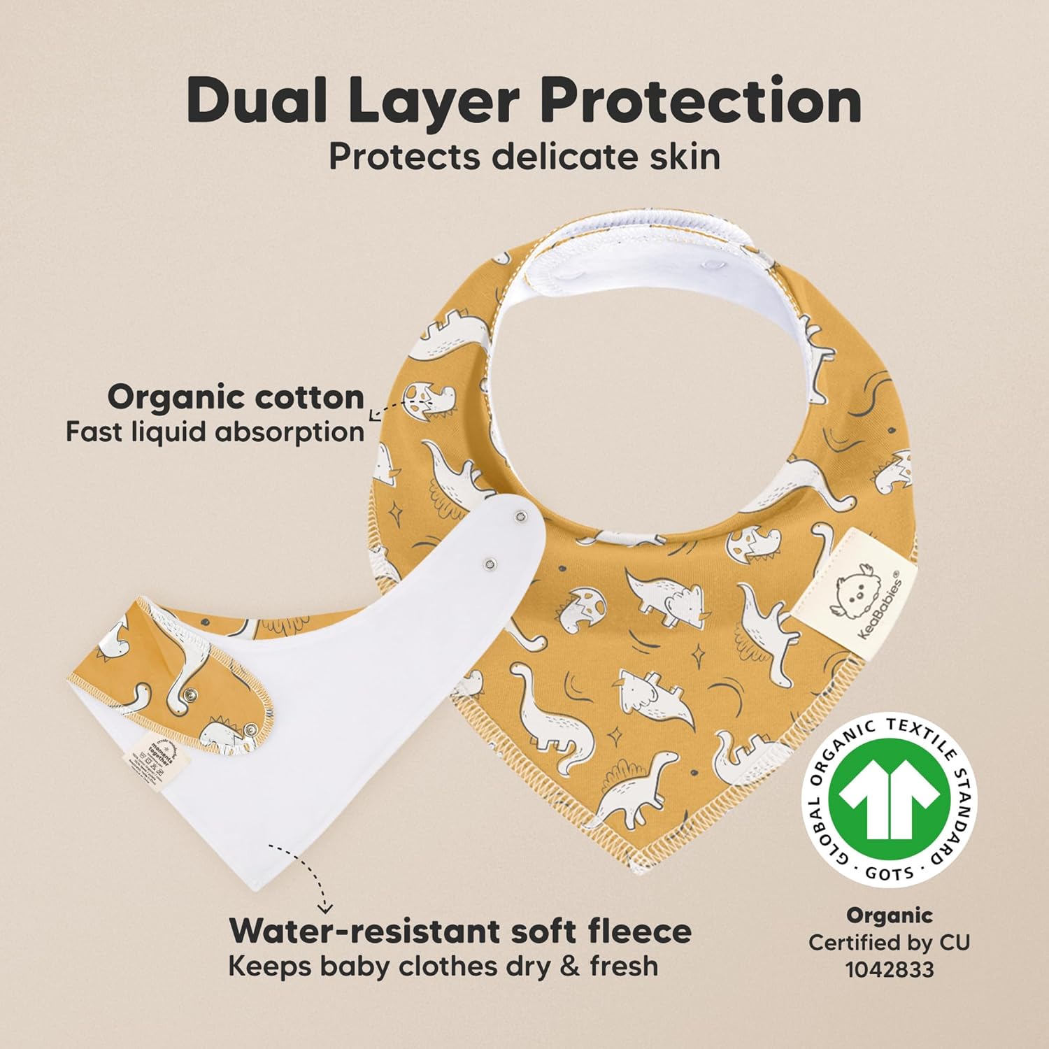 10-Pack Organic Baby Bandana Bibs for Girls - Super Absorbent Triangle Baby Bibs for Drooling and Teething Infant, 100% Cotton Extra Soft for Newborn, Infant 0-36 Months (Mesozoic)