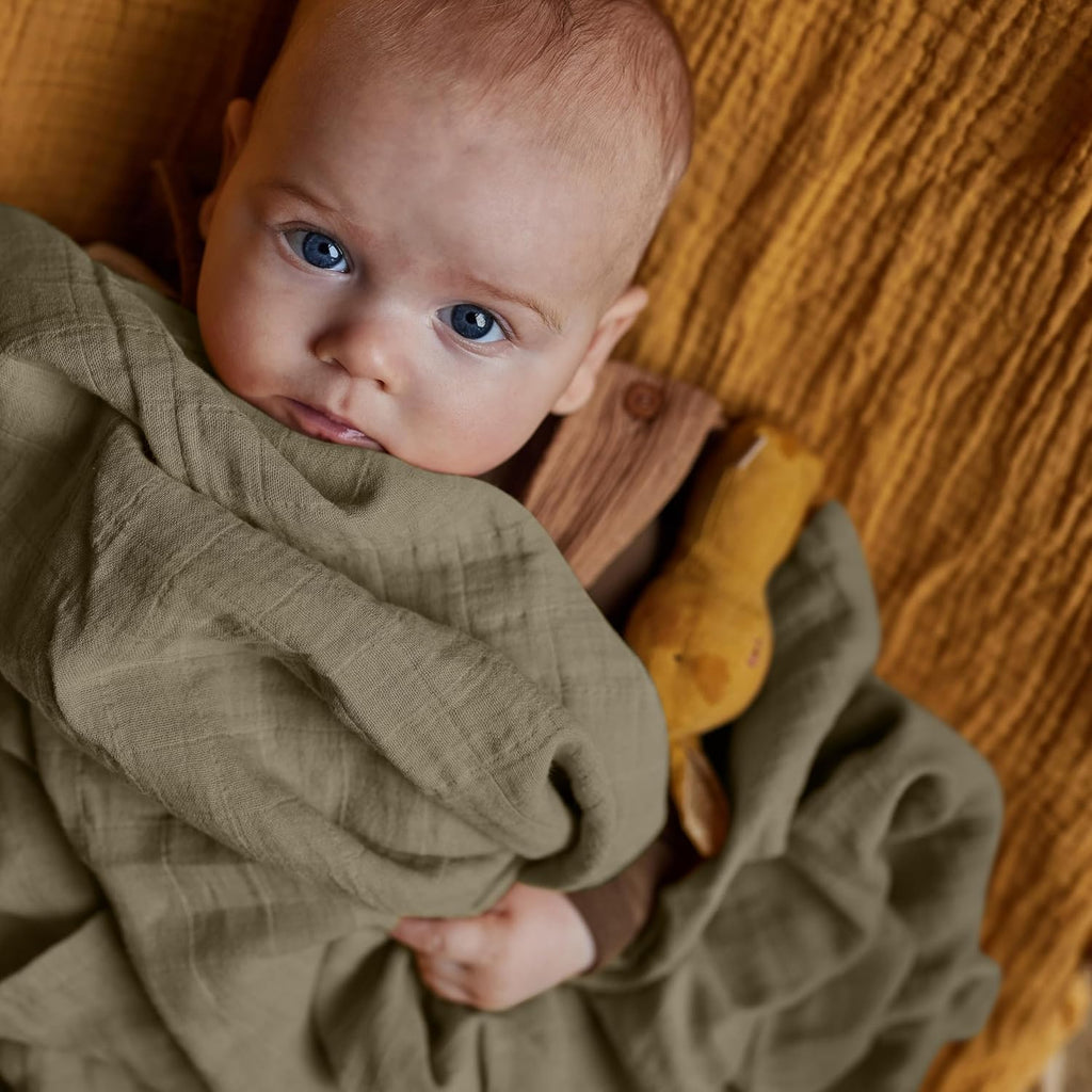 Swaddle - 100% Organic Cotton - Muslin Swaddle Blankets for Newborn, 47" x 47" (Sage Green)