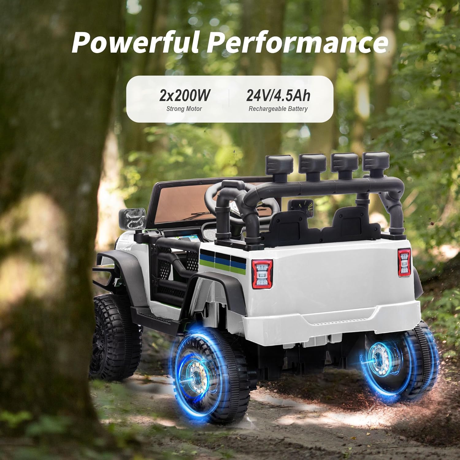 24V Kids Ride on Toy, Kids Electric Vehicles Car Ride on Car Truck for Toddlers with Remote Control, 2x200W Motor - Snow White