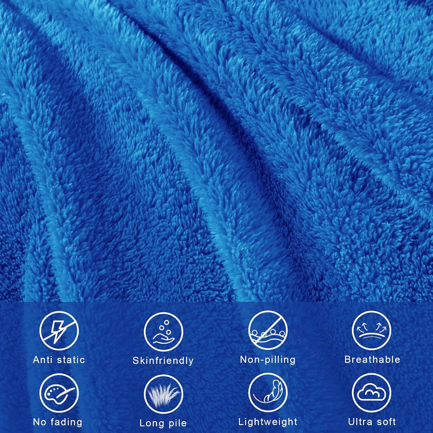 Exclusivo Mezcla Soft Fleece Throw Blanket for Couch, Super Soft Velvet Plush Bed Blanket, Fuzzy Cozy and Warm for All Seasons, 50x60 Inches, Cobalt Blue