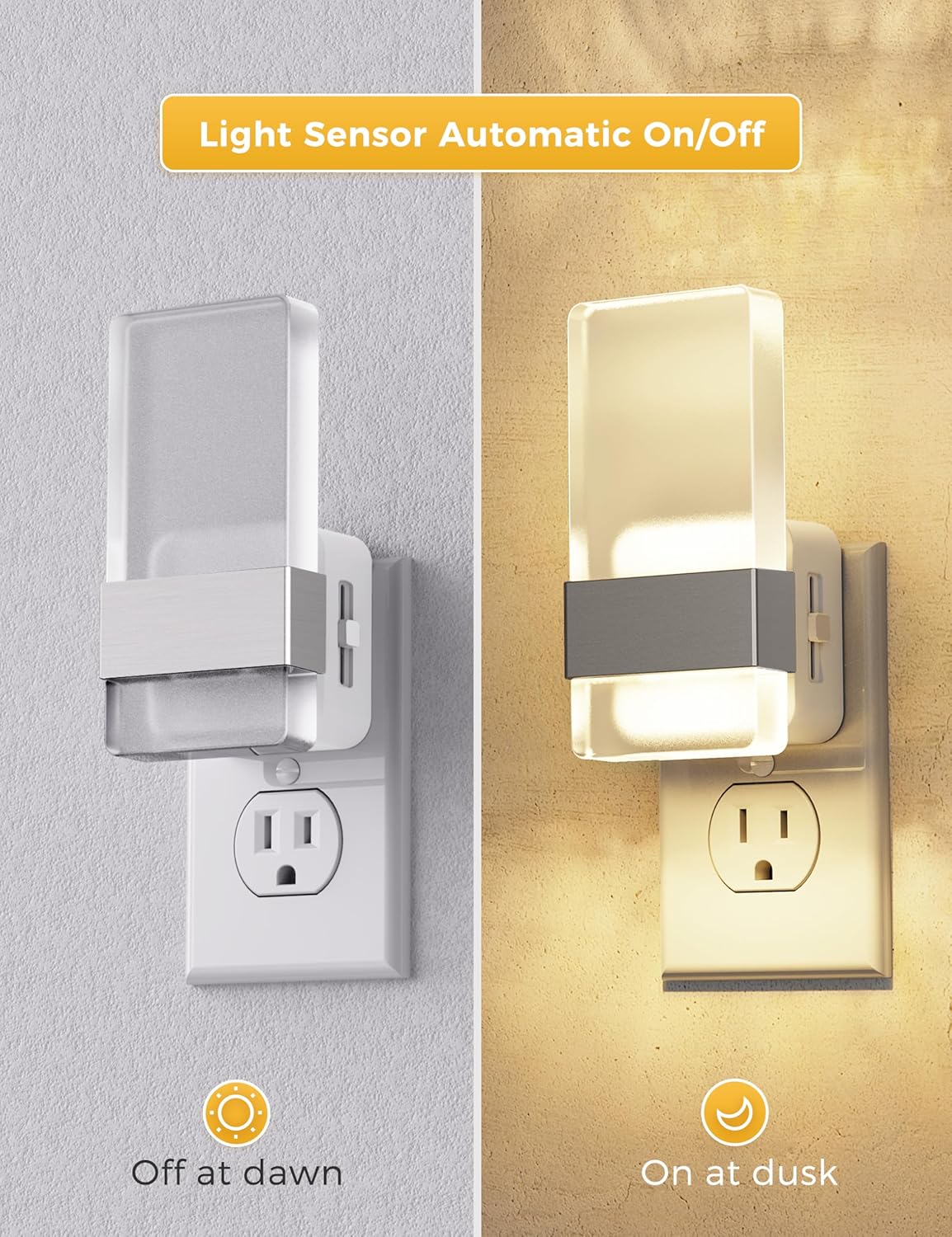 L LOHAS LED Night Light, Night Lights Plug Into Wall, Dusk-to-Dawn Sensor Decorative Night Light, 0-100LM Dimmable Nightlights, Wall Sconce-Style Acrylic Nitelight for Bathroom, Hallway,Gift, 1 Pack