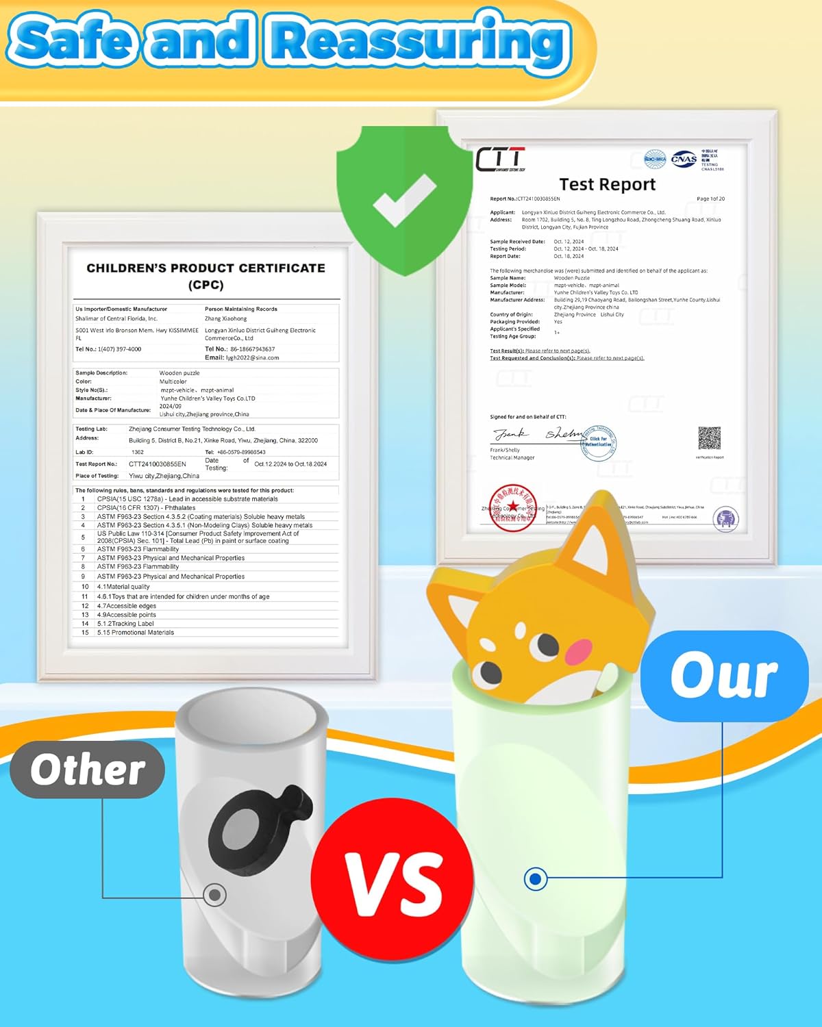 Benresive Wooden Toddler Puzzles, 6pcs Animal Montessori Toys for 1-3 Year Old Boys & Girls, Learning Educational Preschool Toys, Great Gifts for 1 2 3 Year Olds