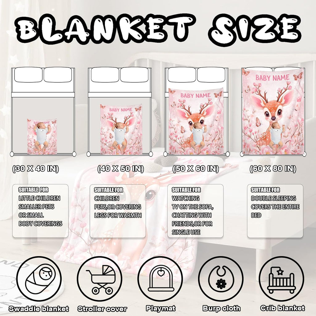 Ship Next Day, Personalized Baby Blanket – Printed in USA, Custom Baby Blanket for Boys & Girls, Baby Blanket with Name, Baby Shower, Easter, Christmas, Birthday Newborn & Toddler Gifts, Baby Gifts