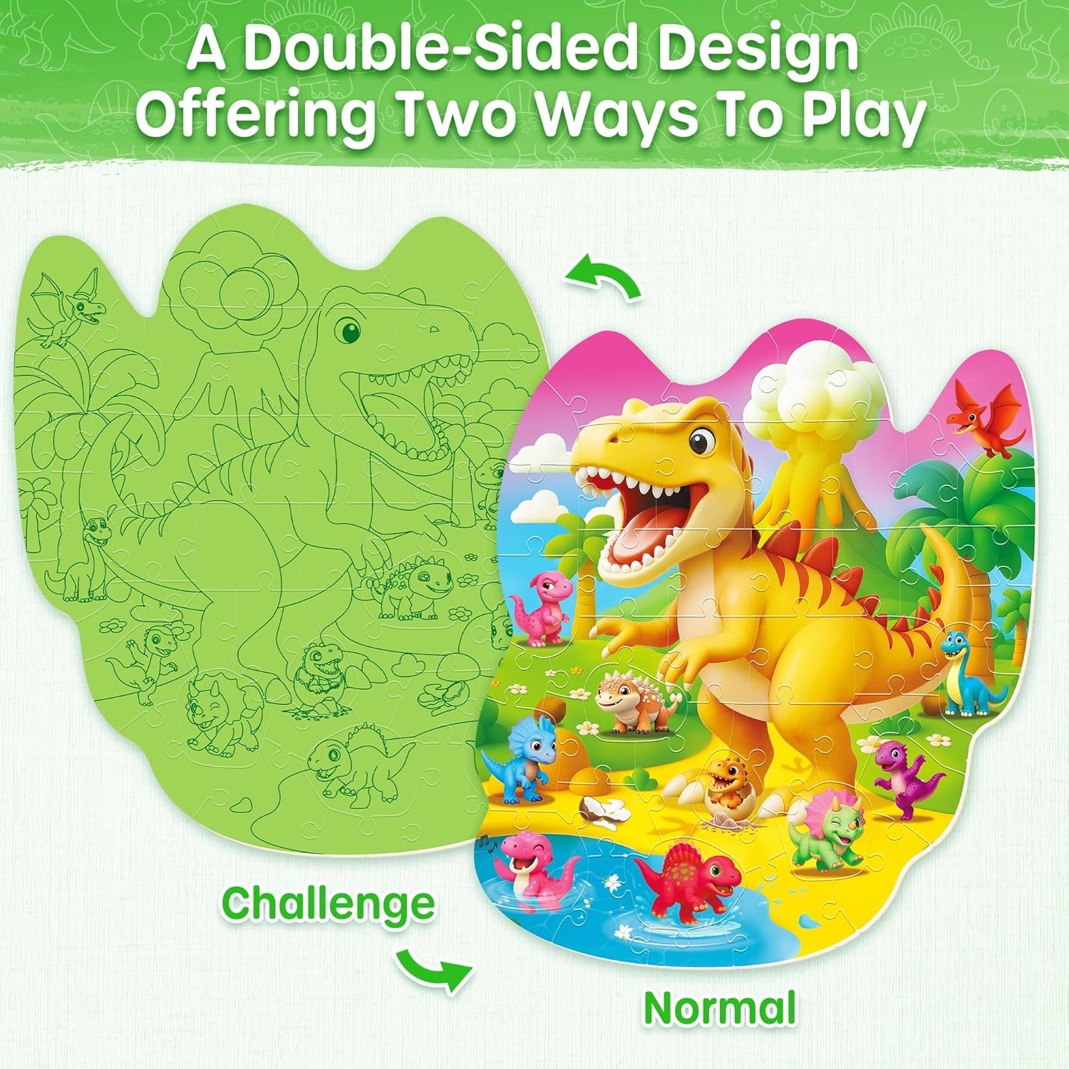 SYNARRY Dinosaur Floor Puzzles for Kids Ages 4-6, Large 45 Piece Floor Puzzles for Kids Ages 3-5, Dinosaur Puzzles for 4-8 Years Old, Dino Toys Gifts for 3 4 5 6 7 8 Years Old Boys Girls Child