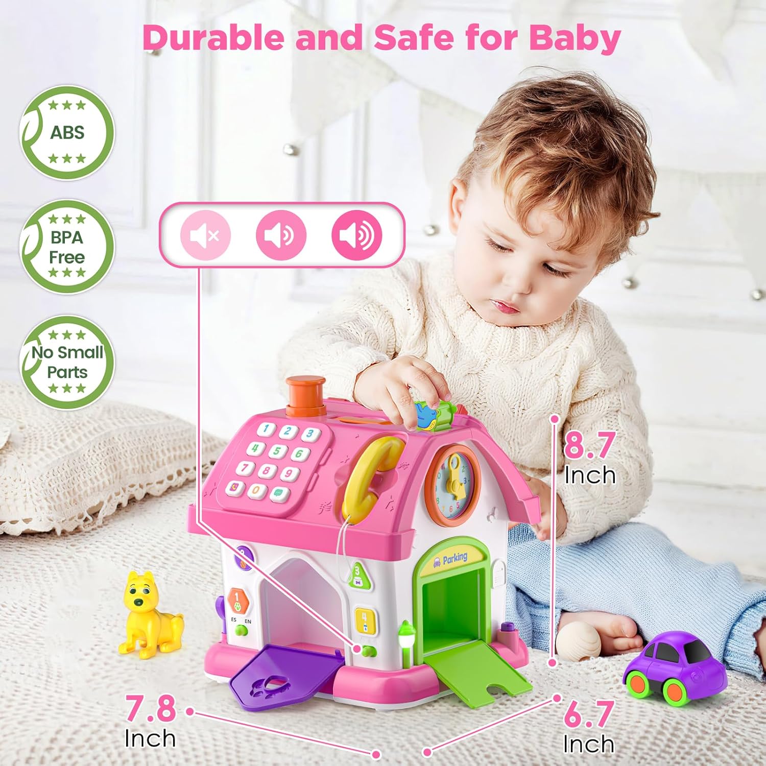 Musical Montessori Toys for 1 Year Old Girl Gifts, First Birthday Gifts for 1 Year Old Girl, Educational Baby Toy 12-18 Month Toddlers Ages 1-2 (Pink)