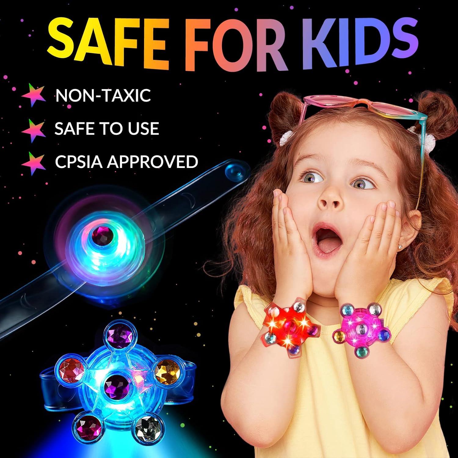 36 Pack LED Light Up Fidget Spinner Bracelets Party Favors for Kids 4-8 8-12, Glow in The Dark Party Supplies, Back to School Gift for Students, Return Gifts for Kids Birthday Halloween Classroom