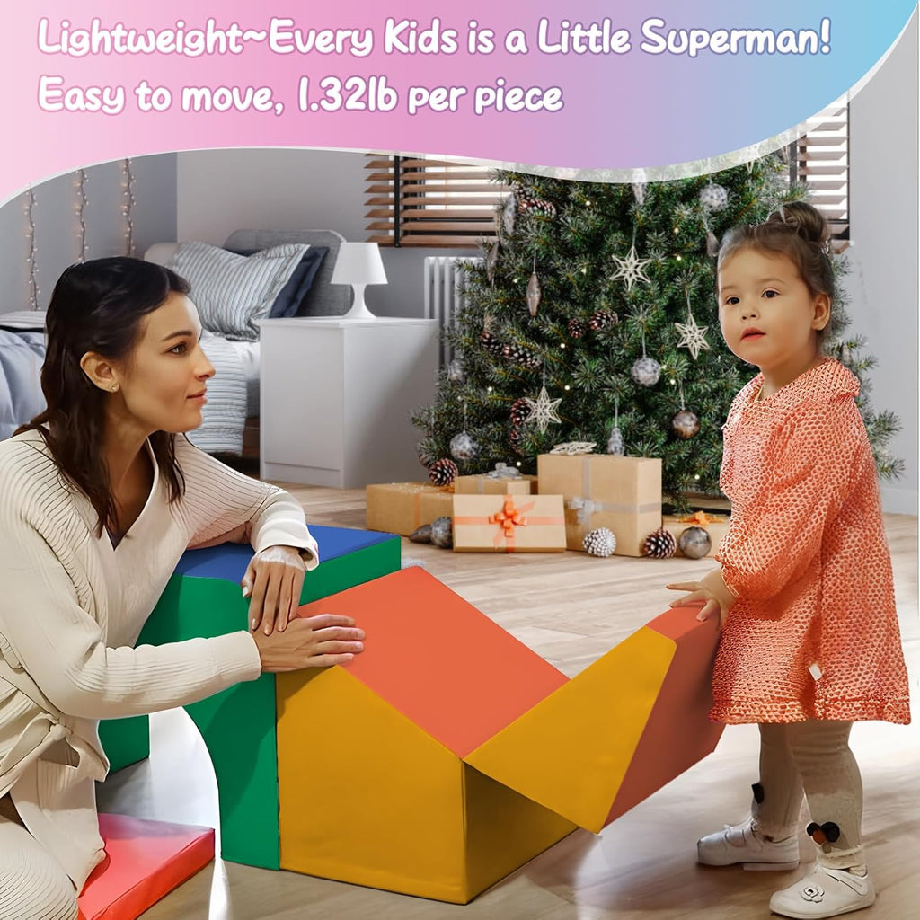 SURPCOS Foam Climbing Blocks for Toddlers - Soft Play Set for Toddlers 1-3 - Climbing Toys - Baby Climbing Gym - Great for All Ages (6 Pc Colorful Soft Play Area Set)