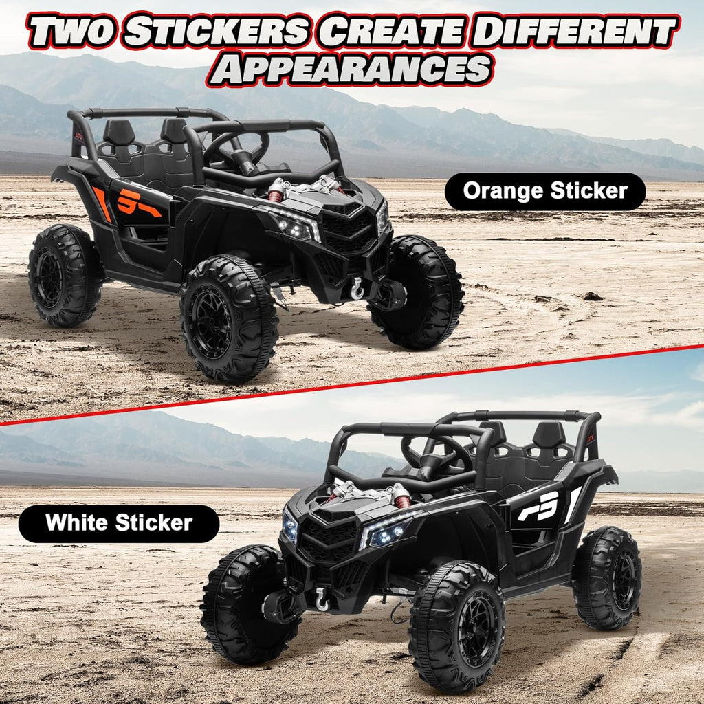 Electric Car for Kids, JOYRACER 24V Ride on Car Battery Powered Off-Road UTV w/Remote Control, 3 Speeds, 4x150W Powerful Motors, 18" Seat, Bluetooth, MP3, Electric Vehicles with Big Pull Bow