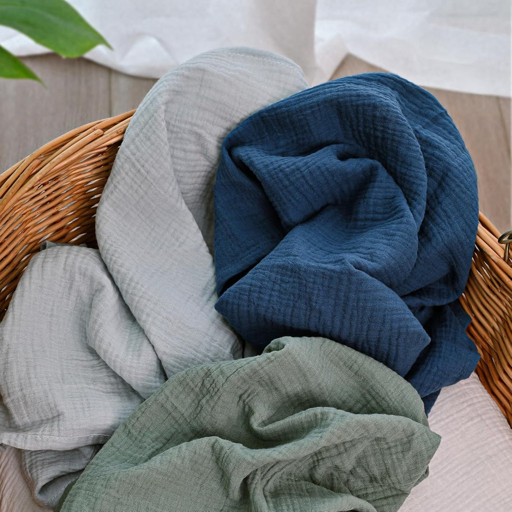 Muslin Receiving Blankets, Neutral Blanket Swaddling for Newborn Boys and Girls, 5 Pack Breathable and Skin-Friendly Swaddle Wrap for Infant Baby (Graceful Colors)