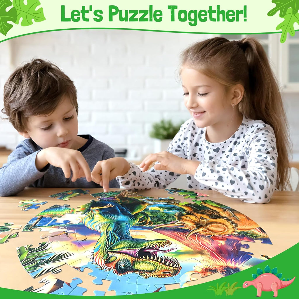 ZIZZ Dinosaur Floor-Puzzles Toy for Kids: 70Piece Dinosaur Puzzle for Kids Age 3 4 5 6 7 8 Year Olds Boy Learning & Educational Games Toys Toddlers Best Gifts for Birthday Christmas