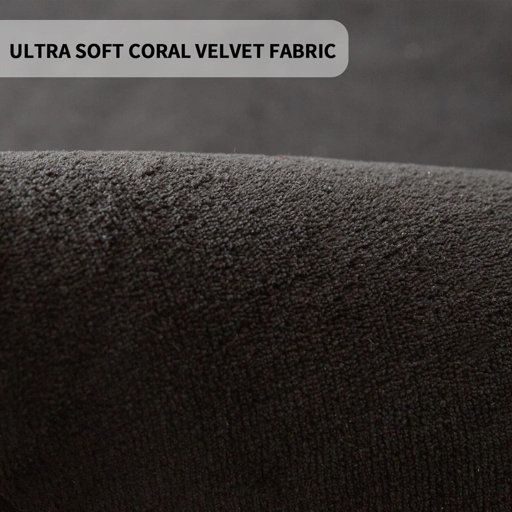 MAXYOYO Black Coral Velvet Area Rug, Thick Japanese Tatami Mat Living Room Carpet with Non-Slip Backing, Large Solid Color Mat for Bedroom Dormitory Yoga, 49 by 49 inch