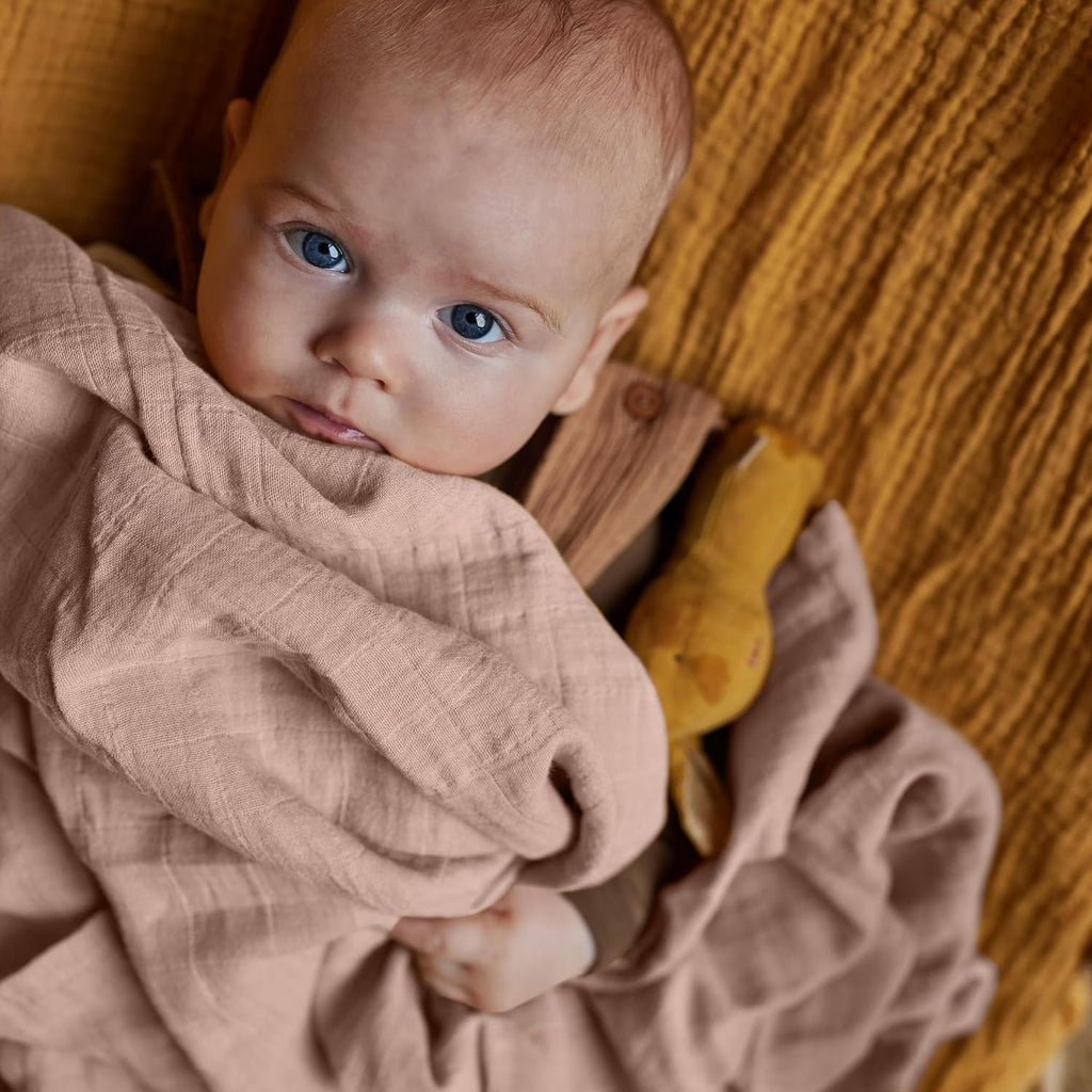 Swaddle - 100% Organic Cotton - Muslin Swaddle Blankets for Newborn, 47" x 47" (Blush)
