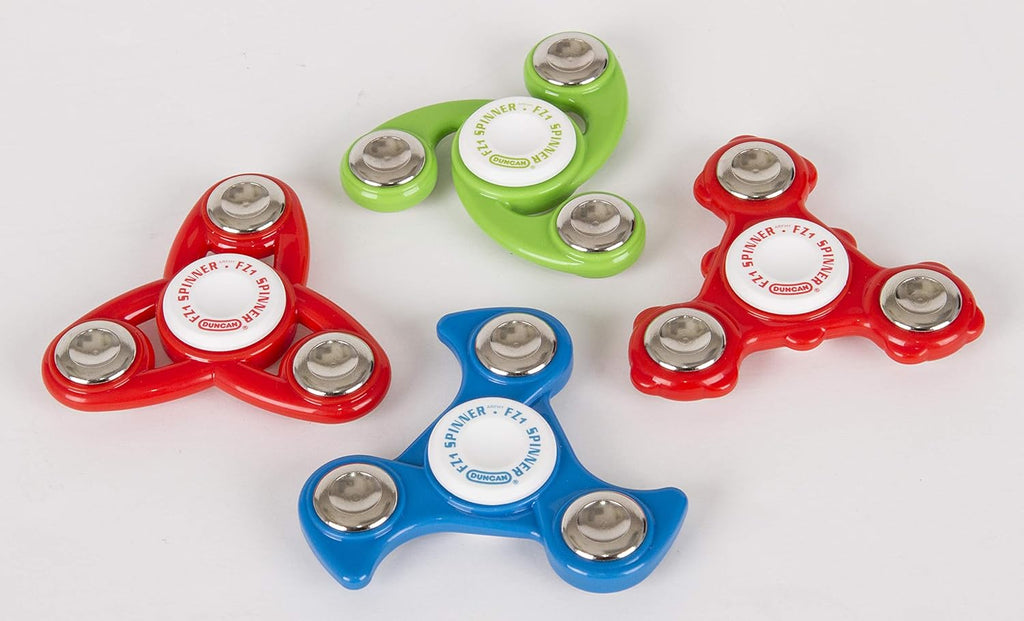 Duncan Toys Fidget Spinner Pack, Fidget and Sensory Toy Value Pack, Assorted Shapes, 4 Fidget Spinners, Multicolor