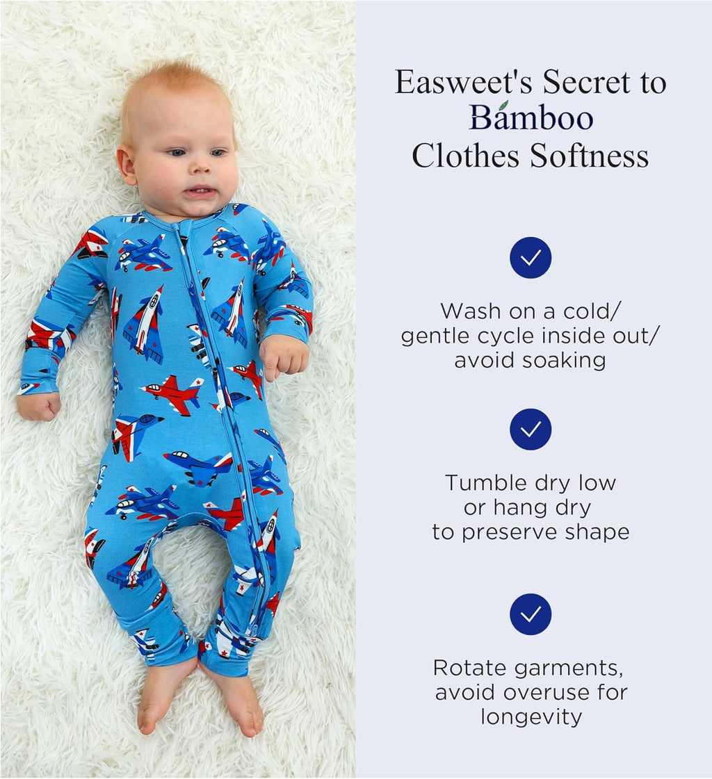 Baby One-Piece Romper Footless Bamboo Viscose Pajamas Sleepers for Baby Boys and Girls