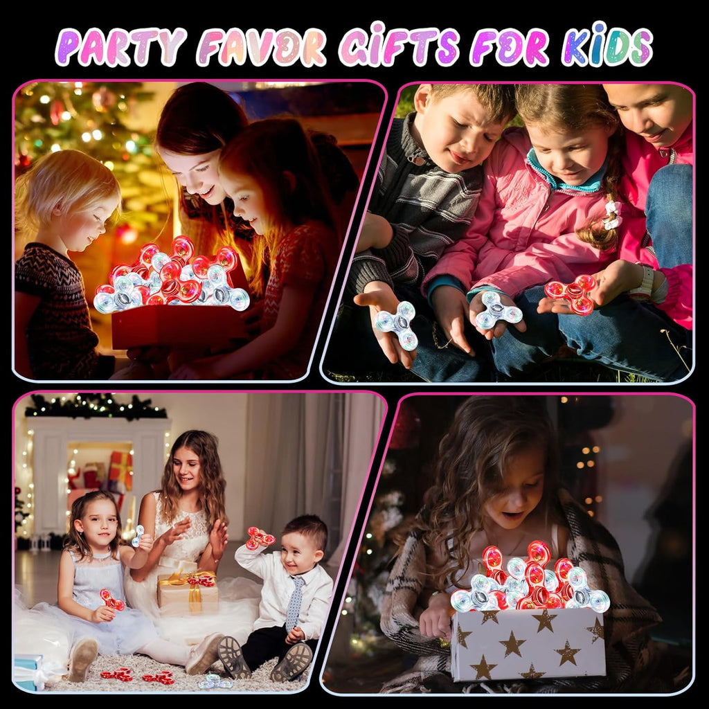 SCIONE 2Pack Fidget Spinners for Kids, LED Light up Sensory Fidget Toys for Kids Adults, Glow in The Dark Toys for Teens Boys Girls Halloween Classroom Prizes, ADHD Stress Anxiety Relief Fidgets